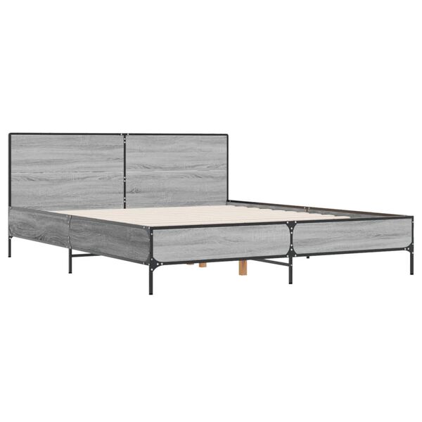 vidaXL Giroletto Grigio Sonoma 140x190 cm in Legno Multistrato Metallo