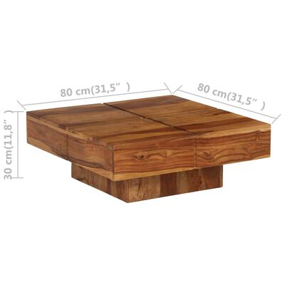 vidaXL Tavolino da Salotto 80x80x30 cm in Legno Massello di Acacia
