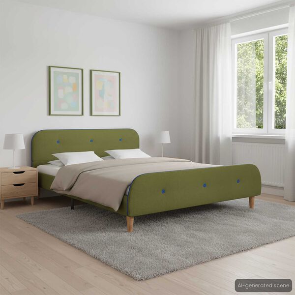vidaXL Giroletto senza Materasso Verde 135x190 cm in Tessuto