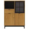 vidaXL Credenza con Anta in Vetro FLAM 92x40x122,5 cm in Legno di Pino
