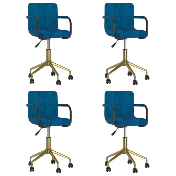 vidaXL Sedie da Pranzo Girevoli 4 pz Blu in Velluto