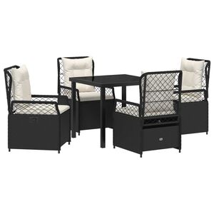 vidaXL Set da Pranzo per Giardino 5 pcs Nero polyrattan
