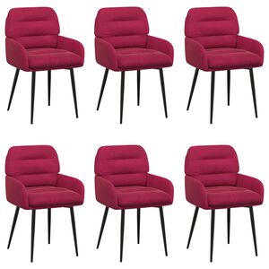 vidaXL Sedie da pranzo 6 pcs Velluto (V) Rosso Vino 59 x 59,5 x 90 cm