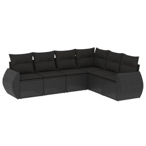 vidaXL Set Divano da Giardino 6 pz con Cuscini Nero in Polyrattan