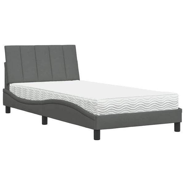 vidaXL Letto con Materasso Hanko Grigio Scuro 100x200 cm in Tessuto