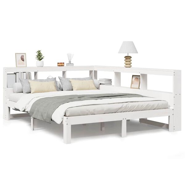 vidaXL Letto Libreria senza Materasso Bianco 160x200 cm Legno di Pino