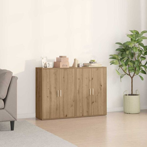 vidaXL Credenza 2 pcs Rovere artigianale 60 x 31 x 84 cm