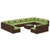 vidaXL Set Divani da Giardino 13 pz con Cuscini in Polyrattan Marrone