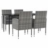 vidaXL Set da Pranzo da Giardino 5 pz Nero Grigio Polyrattan e Acciaio