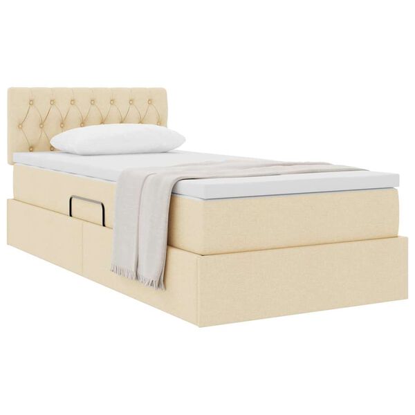 vidaXL Letto con contenitore e materasso Crema 100 x 200 cm