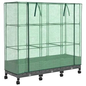 vidaXL Vaso da Giardino con Copertura per Serra e Ruote 3 pz PP