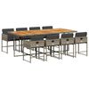 vidaXL Set da Pranzo da Giardino 9 pz con Cuscini in Polyrattan Grigio