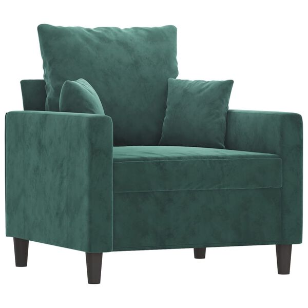 vidaXL Poltroncina con Poggiapiedi Verde Scuro 60 cm in Velluto
