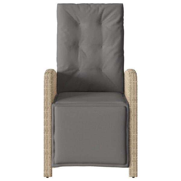 vidaXL Sedia Reclinabile Giardino e Poggiapiedi Beige Misto Polyrattan