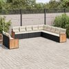 vidaXL Set Divani da Giardino 11 pz con Cuscini in Polyrattan Nero