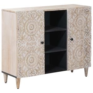 vidaXL Credenza Bianco 90 x 33,5 x 75 cm Legno di mango massello