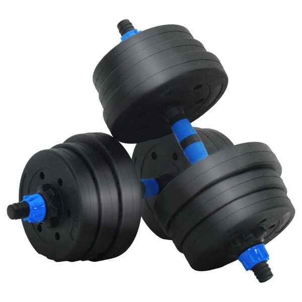 vidaXL Set Manubri e Bilanciere 2-in-1 30kg Nero e Blu