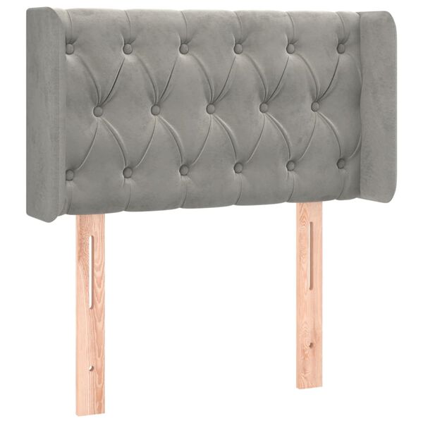 vidaXL Testiera ad Orecchio Grigio Chiaro 83x16x78/88 cm in Velluto