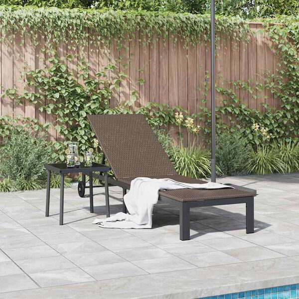vidaXL Lettino da Sole 1-persona Marrone 60 x 200 x 27cm polyrattan
