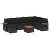 vidaXL Set Divani da Giardino 9 pz con Cuscini Nero in Polyrattan