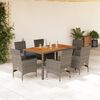 vidaXL Set Pranzo da Giardino 7pz con Cuscini Polyrattan Acacia Grigio