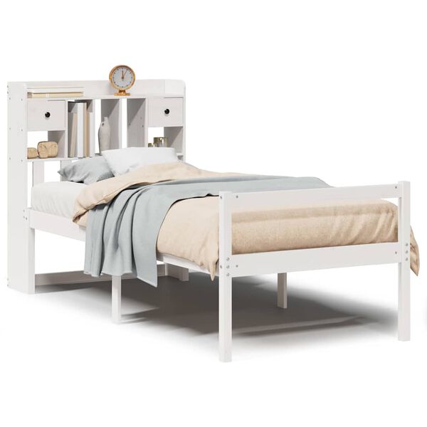 vidaXL Letto Libreria senza Materasso Bianca 90x200 cm Legno di Pino