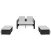 vidaXL Set Divani da Giardino 4 pz con Cuscini in Polyrattan Nero