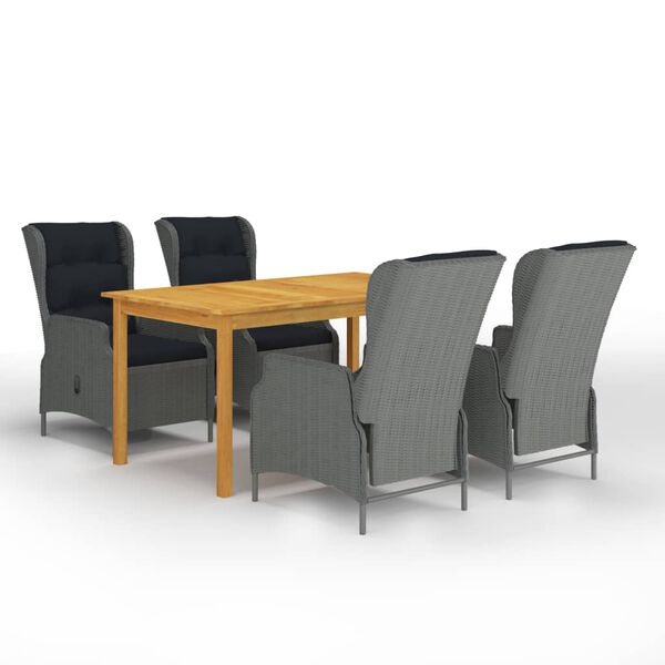 vidaXL Set Mobili da Pranzo per Giardino 5 pz Grigio Chiaro