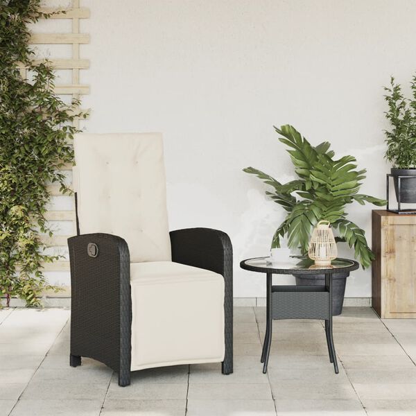 vidaXL Sedia Reclinabile da Giardino con Poggiapiedi Nera Polyrattan