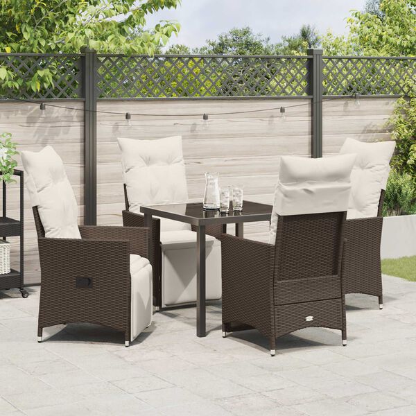 vidaXL Set da Pranzo per Giardino 5 pcs Marrone Poly Rattan