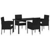 vidaXL Set da Pranzo per Giardino con cuscino 5 pcs Nero polyrattan