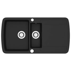 vidaXL Lavello da Cucina in Granito Vasca Doppia Nero
