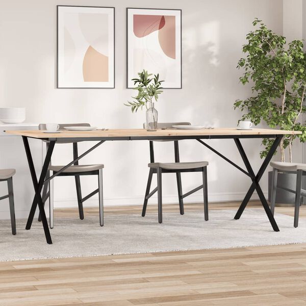 vidaXL Tavolo da Pranzo Telaio a X 200x100x75 cm Legno Pino e Acciaio