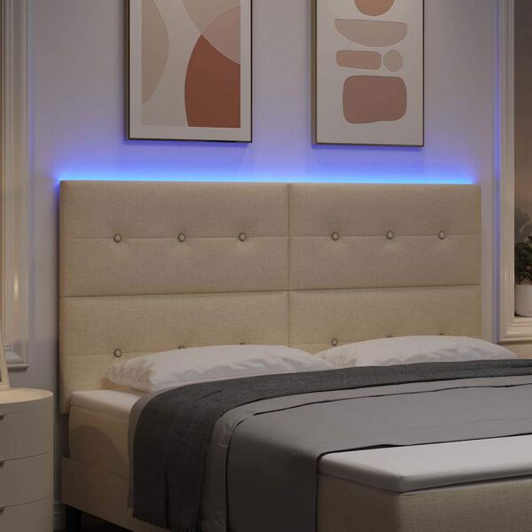 vidaXL Testiera LED con luci a strisce a LED Crema 180 cm Tessuto