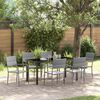 vidaXL Set da Pranzo per Giardino con cuscino 7 pcs Grigio polyrattan