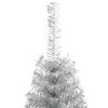vidaXL Albero di Natale a Met&agrave; con Supporto Argento 210 cm PET