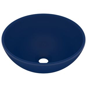 vidaXL Lavandino Lusso Rotondo Blu Scuro Opaco 32,5x14 cm in Ceramica