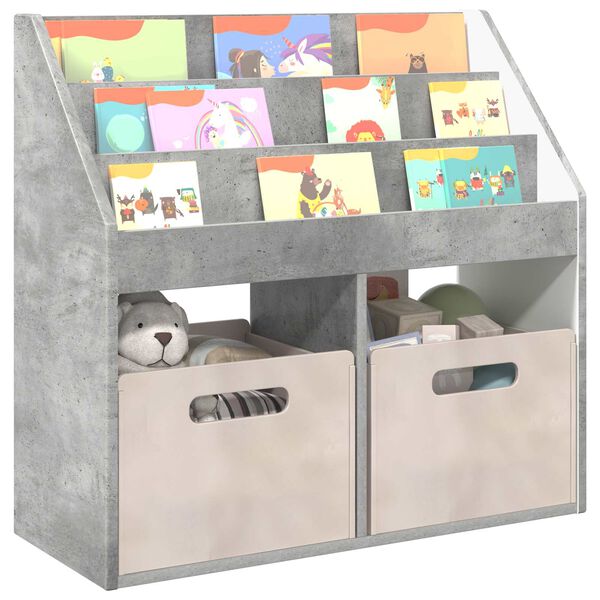 vidaXL Libreria per Bambini Grigio cemento 72,5 x 29,5 x 69 cm