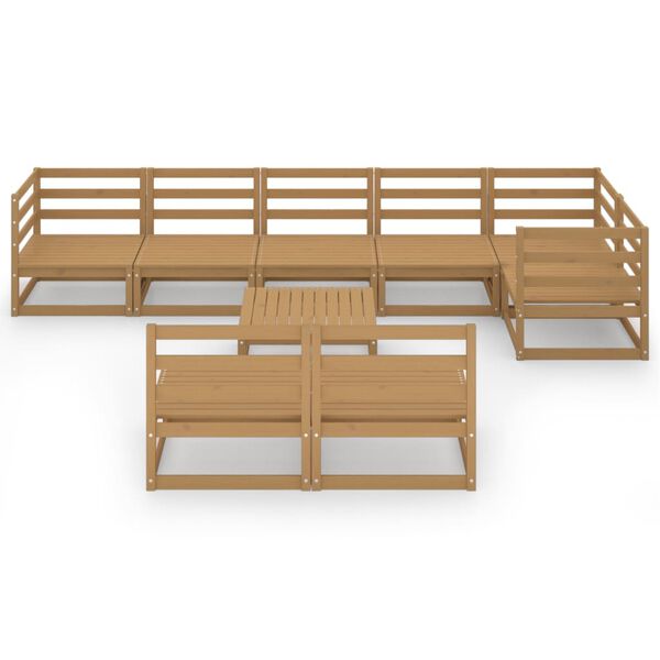 vidaXL Set Divani da Giardino 9 pz Marrone Ambra Legno Massello Pino