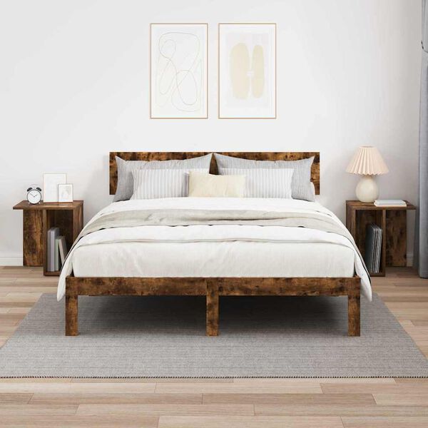 vidaXL Tavolino 2 pcs Rovere fum&eacute; 37 x 32 x 40 cm Legno multistrato