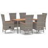 vidaXL Set da Pranzo da Giardino 7 pz con Cuscini in Polyrattan Grigio