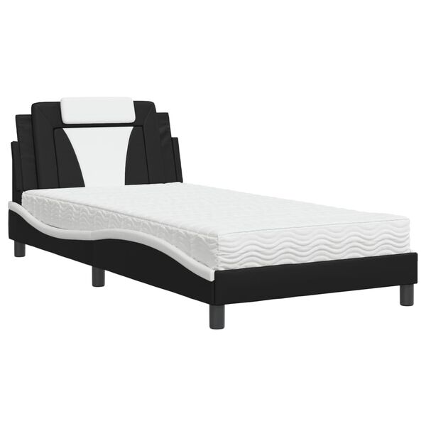 vidaXL Letto Viana con Materasso Nero e Bianco 100x200 cm in Similpelle