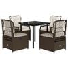 vidaXL Set da Pranzo da Giardino 5pz con Cuscini in Polyrattan Marrone