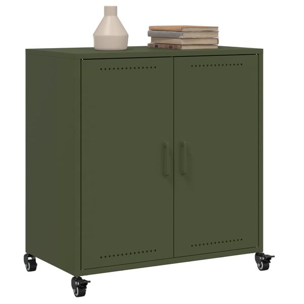 vidaXL Credenza Verde Oliva 68x39x72 cm in Acciaio
