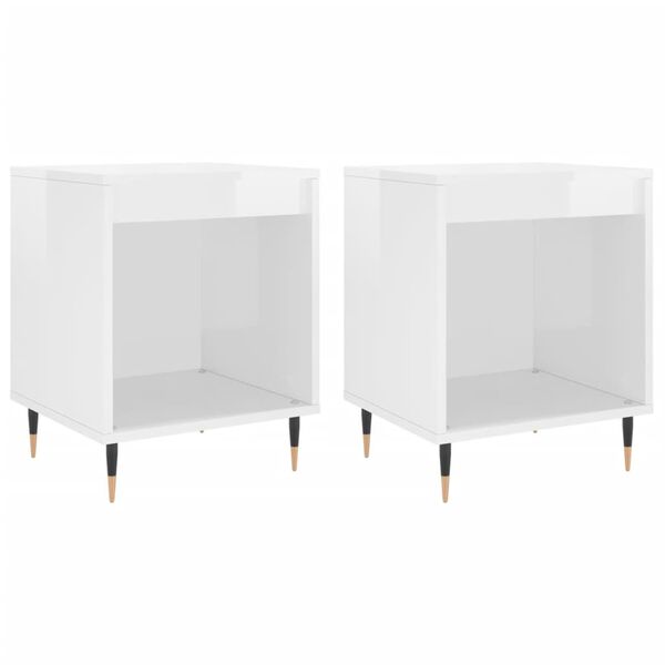 vidaXL Comodini 2pz Bianco Lucido 40x35x50 cm in Legno Multistrato