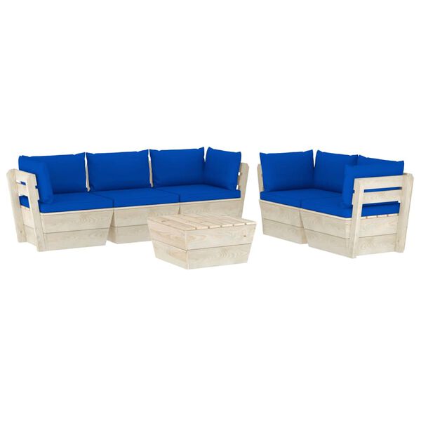 vidaXL Set Divani da Giardino su Pallet 6 pz con Cuscini Legno Abete