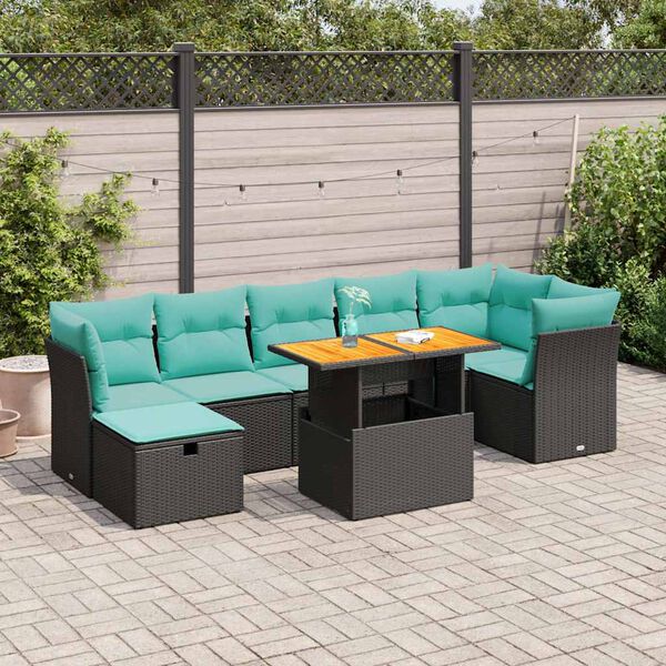 vidaXL Set Divano da Giardino 8pz con Cuscini Grigio Polyrattan Acacia