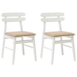 vidaXL Sedia da pranzo 2 pcs Bianco e marrone Legno di gomma solido