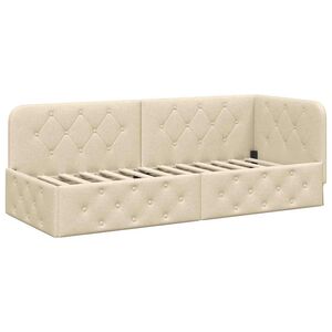 vidaXL Cornice del letto ad angolo Crema 80 x 200 cm Tessuto