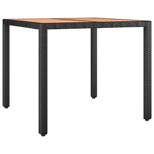 vidaXL Tavolo da Giardino Piano Legno Nero Polyrattan Massello Acacia